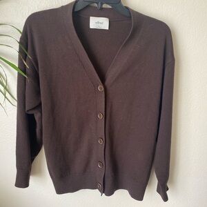Wilfred x Aritzia Women’s V Neck Wool Blend Cardigan in Brown Size XS Minimal